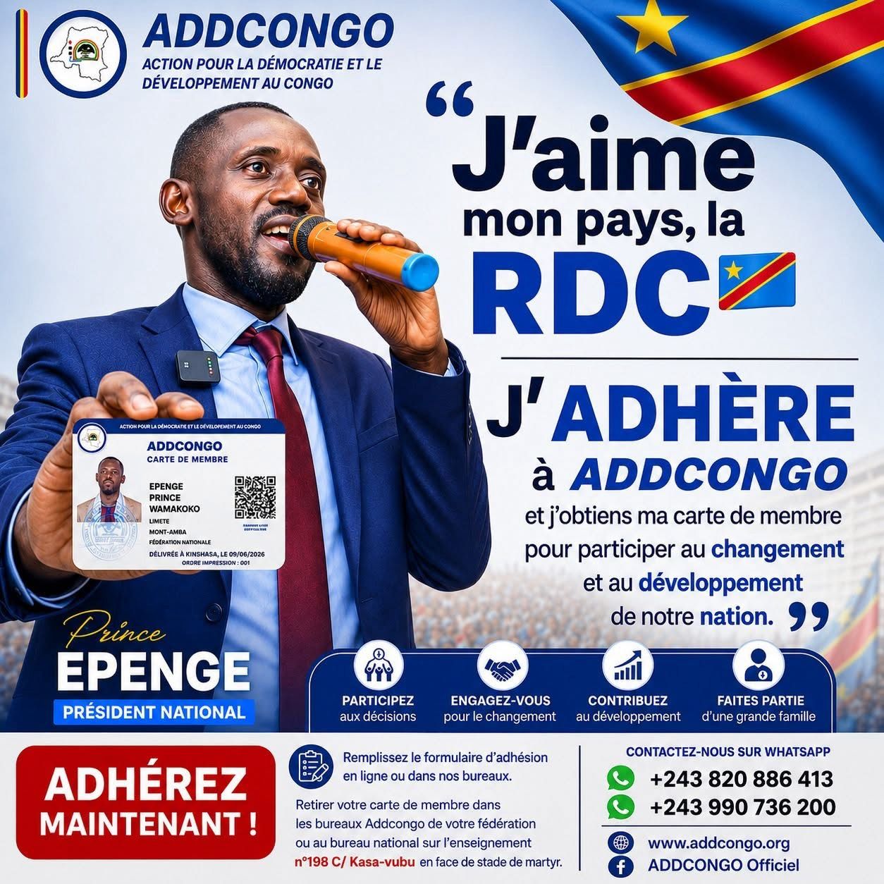 RDC : Prince Epenge lance une campagne d’adhésion massive au parti ADDCONGO